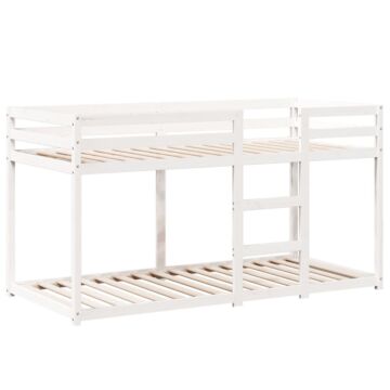 Vidaxl Bunk Bed With Roof White 90x200 Cm Solid Wood Pine