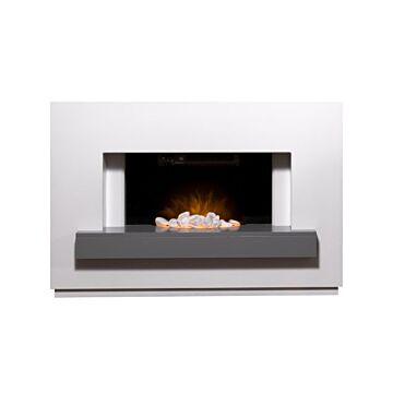 Adam Sambro Fireplace Suite In Pure White With Grey Shelf, 46 Inch