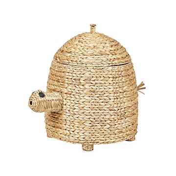 Wicker Basket Natural Water Hyacinth Woven Turtle With Lid Toy Hamper Child's Room Accessory Beliani