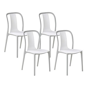 Set Of 4 Garden Chairs White And Grey Synthetic Material Stacking Armless Outdoor Patio Beliani