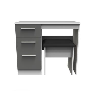 Contrast 3 Drawer Vanity & Stool Set In Dusk Grey & White