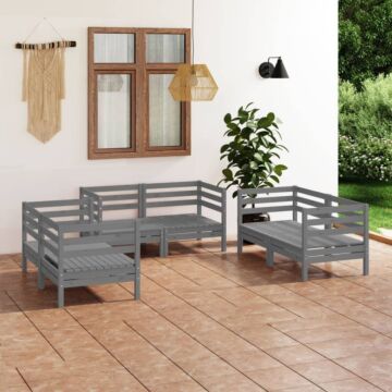 Vidaxl 6 Piece Garden Lounge Set Grey Solid Pinewood