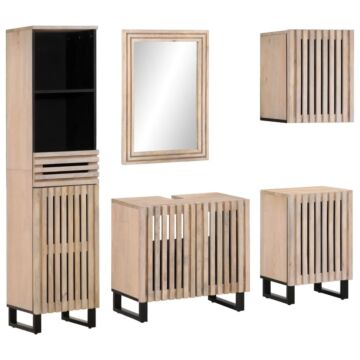 Vidaxl 5 Piece Bathroom Furniture Set Solid Wood Mango