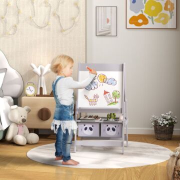 Aiyaplay 3-in-1 Kids Easel With Paper Roll, Art Easel, With Storage - Grey