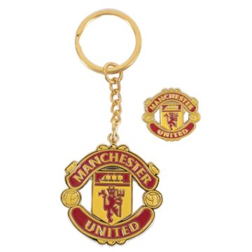 Manchester United Fc Keyring & Badge Set