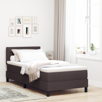 Vidaxl Box Spring Bed With Mattress & Led Dark Brown 80x200 Cm Fabric