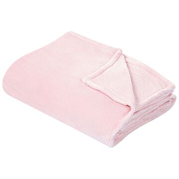 Blanket Pink Polyester 200 X 200 Cm Soft Pile Bed Throw Cover Home Accessory Modern Design Beliani