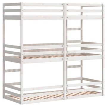 Vidaxl Tripe Bunk Bed White 80x200 Cm Solid Wood Pine