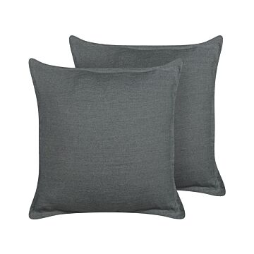 Set Of 2 Scatter Cushions Dark Grey 45 X 45 Cm Decorative Throw Pillows Removable Covers Zipper Closure Basic Traditional Style Beliani