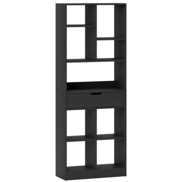 Homcom Tall Bookshelf With Drawer, Freestanding Bookcase For Bedroom, Living Room, Home Office, Black