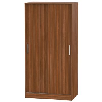 Contrast Double Sliding Wardrobe In Noche Walnut