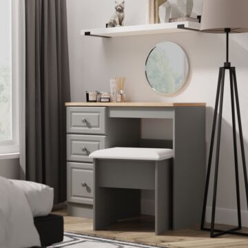 Norfolk 3 Drawer Vanity In Dusk Grey & Bardolino Oak