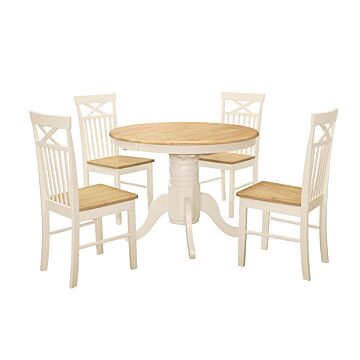 Chatsworth Round Extending Dining Table With 4 Chairs White