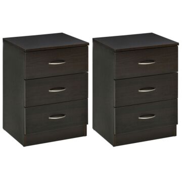 Homcom Bedside Cabinet With Drawer And Shelf, White Bedside Table For Bedroom, Living Room, Nightstand Side Table With Metal Rail Set Of 2