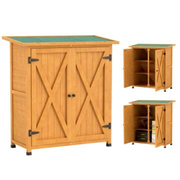 Outsunny 46.5 X 97cm Compact Wooden Storage Shed - Yellow