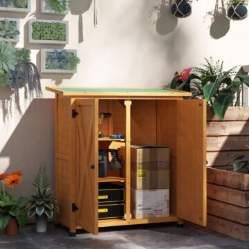 Outsunny 46.5 X 97cm Compact Wooden Storage Shed - Yellow