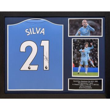 Manchester City Fc David Silva Signed Shirt (framed)