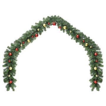 Vidaxl Christmas Garland Decorated With Baubles And Led Lights 5 M