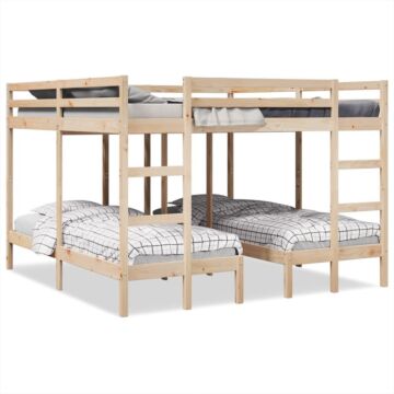 Vidaxl Triple Bunk Bed Frame 140x200/70x140 Cm Solid Wood Pine