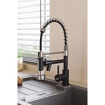 Stainless Steel Kitchen Faucet With Pull Down Spring Spout And Pot Filler