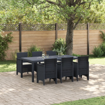 Vidaxl 7 Piece Garden Dining Set With Cushions Anthracite Poly Rattan