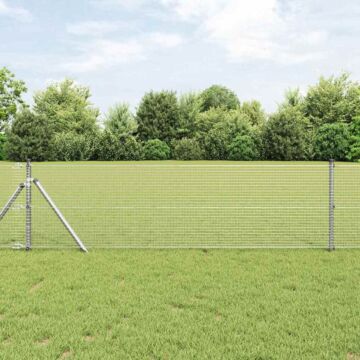 Vidaxl Welded Wire Fence With 13 Posts 0.5x100 M Galvanised Steel