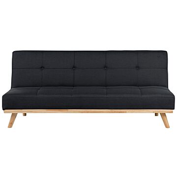 3 Seater Click Clack Sofa Bed Black Tufted Modern Living Room Beliani
