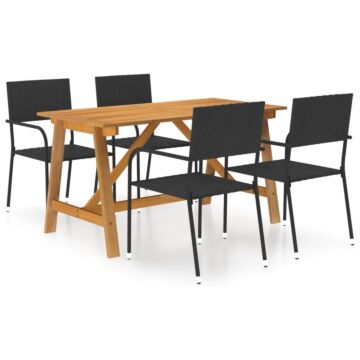 Vidaxl 5 Piece Garden Dining Set Black