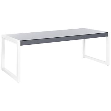 Garden Dining Table Grey And White Aluminium Glass Tabletop Weather Resistant Beliani