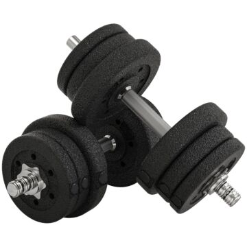 Homcom 25kg Adjustable Weights Dumbbells Set, Dumbbell Hand Weights For Home Office Gym Body Fitness Lifting Training, Black