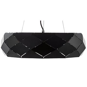 Ceiling Lamp Black Metal 121 Cm Geometric Shade Contemporary Beliani
