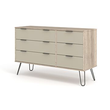 Augusta Driftwood 3+3 Drawer Wide Chest Of Drawers