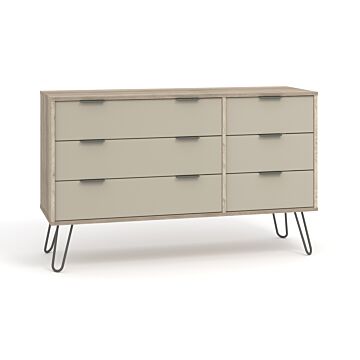 Augusta Driftwood 3+3 Drawer Wide Chest Of Drawers