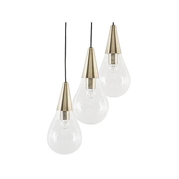 Pendant Lamp Brass Transparent Glass Golden Metal Elements 3 Lights Modern Beliani
