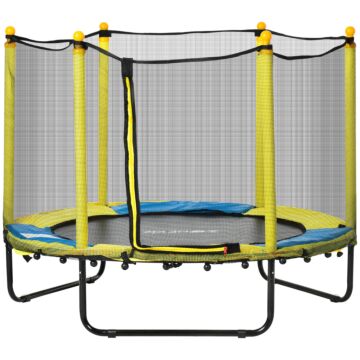 Homcom 4.6ft / 55 Inch Kids Trampoline With Enclosure Safety Net Pads Indoor Trampolines For Child 1-10 Years Old, Yellow