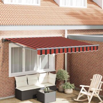 Vidaxl Retractable Awning Manual Orange And Brown 300x250 Cm