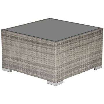 Outsunny Rattan Wicker Patio Coffee Table Ready To Use Outdoor Furniture Suitable For Garden Backyard Grey