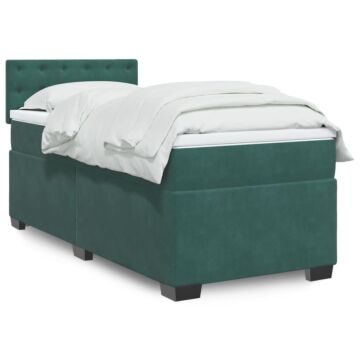 Vidaxl Box Spring Bed With Mattress Dark Green 100x200 Cm Velvet