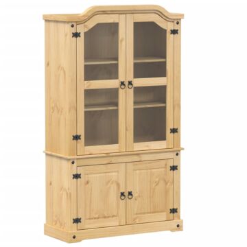 Vidaxl Glass Display Cabinet Corona 103.5x42x180 Cm Solid Wood Pine