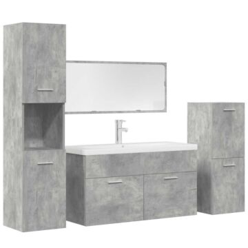 Vidaxl 5 Piece Bathroom Furniture Set Concrete Grey Engineered Wood