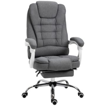 Vinsetto Executive Desk Chair With Tilt Function, Rolling Task Recliner With Retractable Footrest For Home Office, Working, Grey