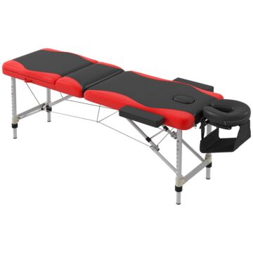 Homcom Foldable Massage Table Professional Salon Spa Facial Couch Bed Black And Red