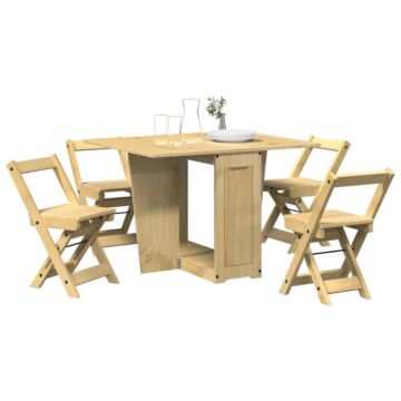 Vidaxl 5 Piece Butterfly Dining Set Corona Foldable Wax Brown Pinewood