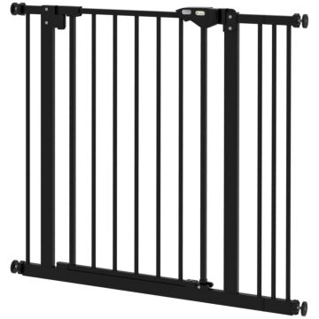 Pawhut Metal 74-87cm Wide Adjustable Dog Gate Black