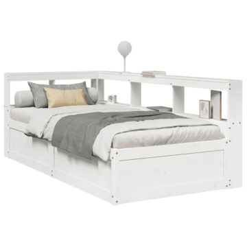 Vidaxl Bookcase Bed Without Mattress White 100x200cm Solid Wood Pine