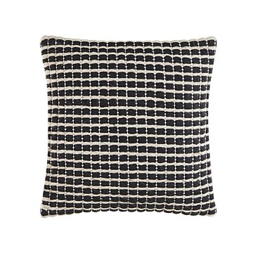 Scatter Cushion Black And White Cotton 45 X 45 Cm Pillow Cover Checked Pattern With Polyester Filling Beliani