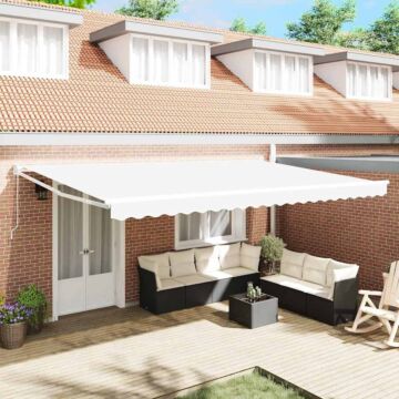 Vidaxl Manual Retractable Awning White 500x300 Cm