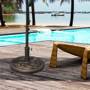 Outsunny 11.5kg Heavy Duty Parasol Base, Umbrella Stand Holder, Parasol Stand For 38mm Or 48mm Patio Umbrella Pole, Bronze Tone