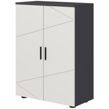 Kleankin Bathroom Cabinet, Small Bathroom Storage Cabinet With 2-doors Cupboard, 2 Adjustable Shelves And Soft Close Mechanism, Grey