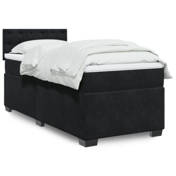 Vidaxl Box Spring Bed With Mattress Black 90x190 Cm Velvet